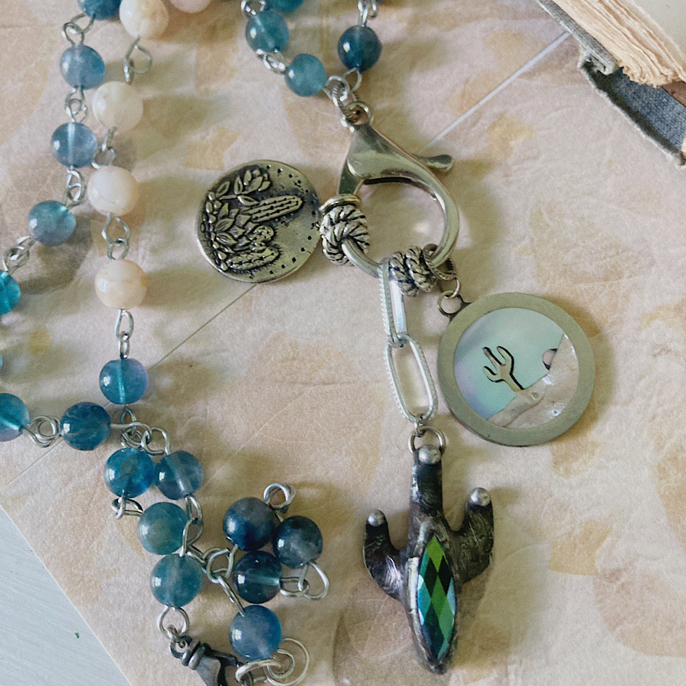 Women’s Summer Desert Oasis Nature Lover’s Talisman Rosary Charm Necklace