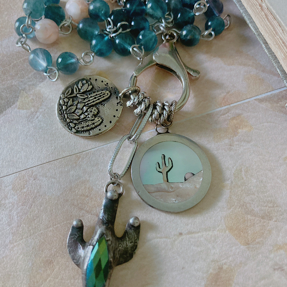 Women’s Summer Desert Oasis Nature Lover’s Talisman Rosary Charm Necklace