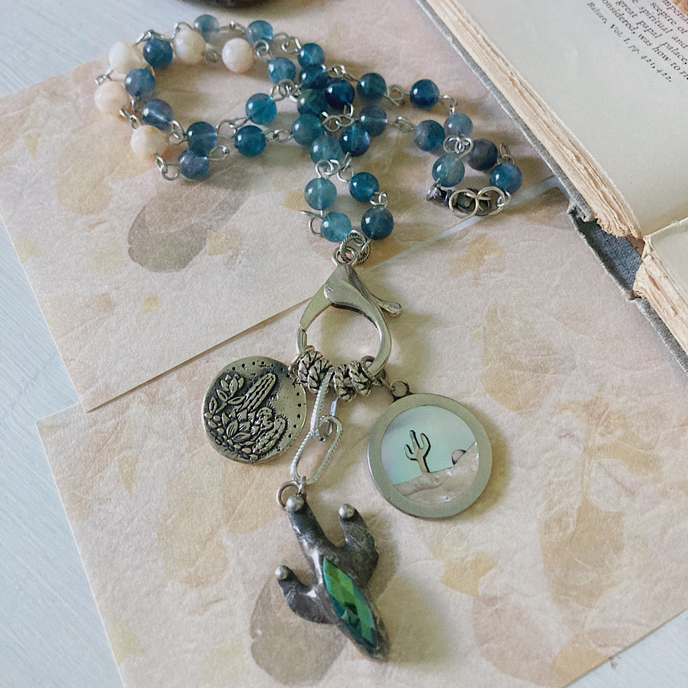 Women’s Summer Desert Oasis Nature Lover’s Talisman Rosary Charm Necklace