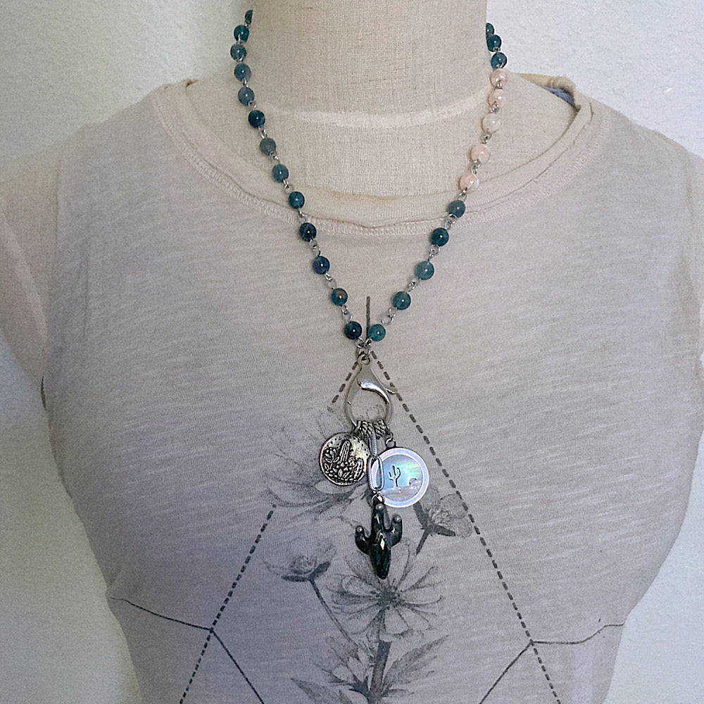 Women’s Summer Desert Oasis Nature Lover’s Talisman Rosary Charm Necklace