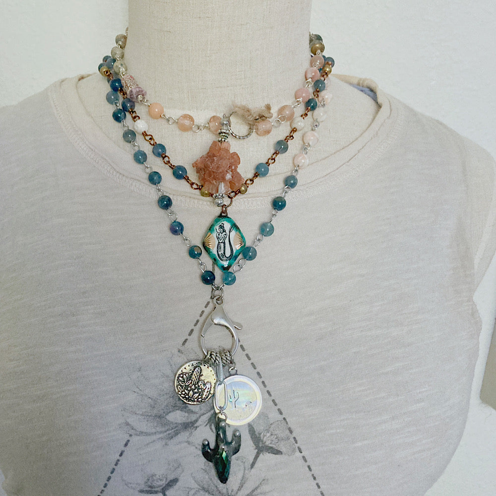 Women’s Summer Desert Oasis Nature Lover’s Talisman Rosary Charm Necklace
