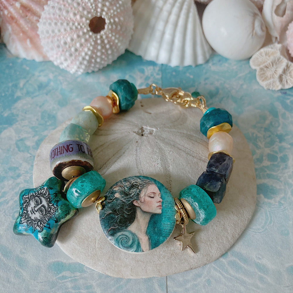 Women’s Summer Sea Witch Talisman Siren Beachy Boho Teal Clasp Bracelet
