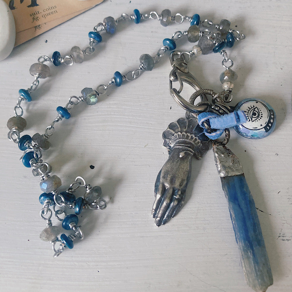 Women’s Mystical Beach Boho Kyanite Charm Rosary Necklace