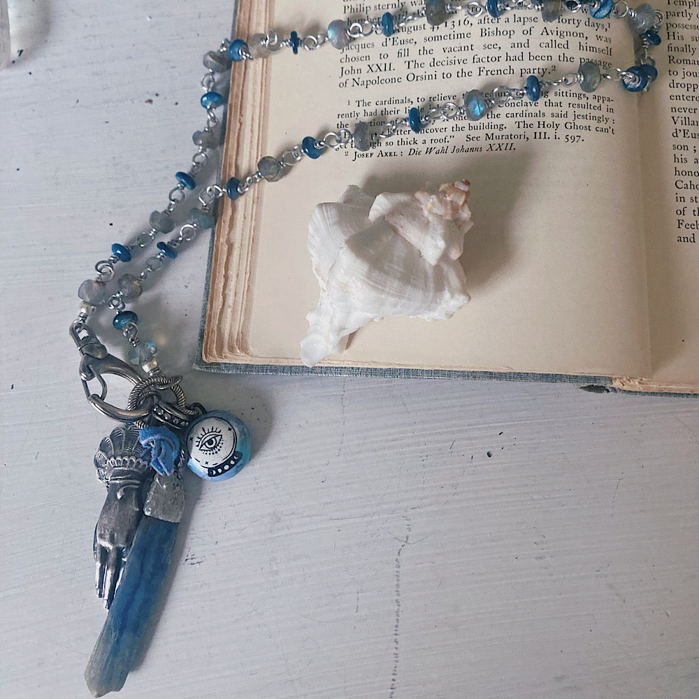 Women’s Mystical Beach Boho Kyanite Charm Rosary Necklace