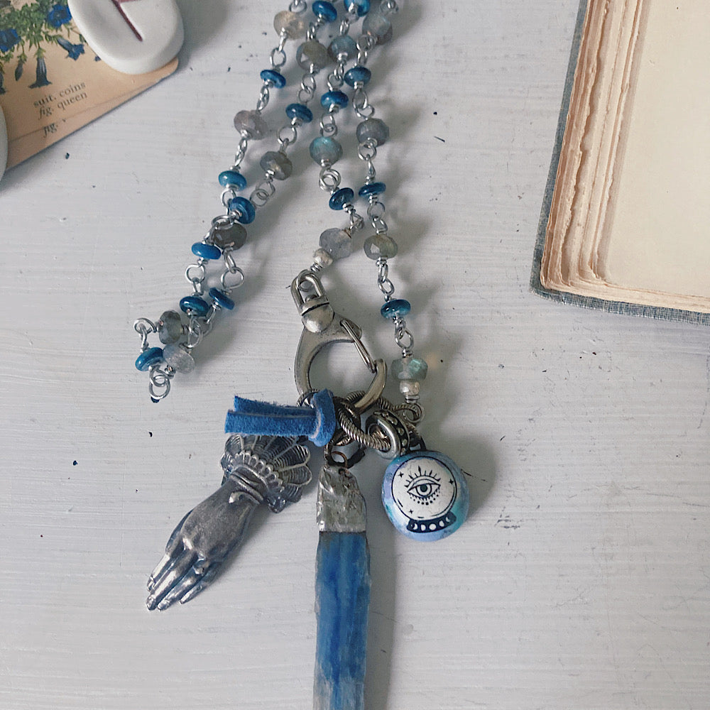 Women’s Mystical Beach Boho Kyanite Charm Rosary Necklace