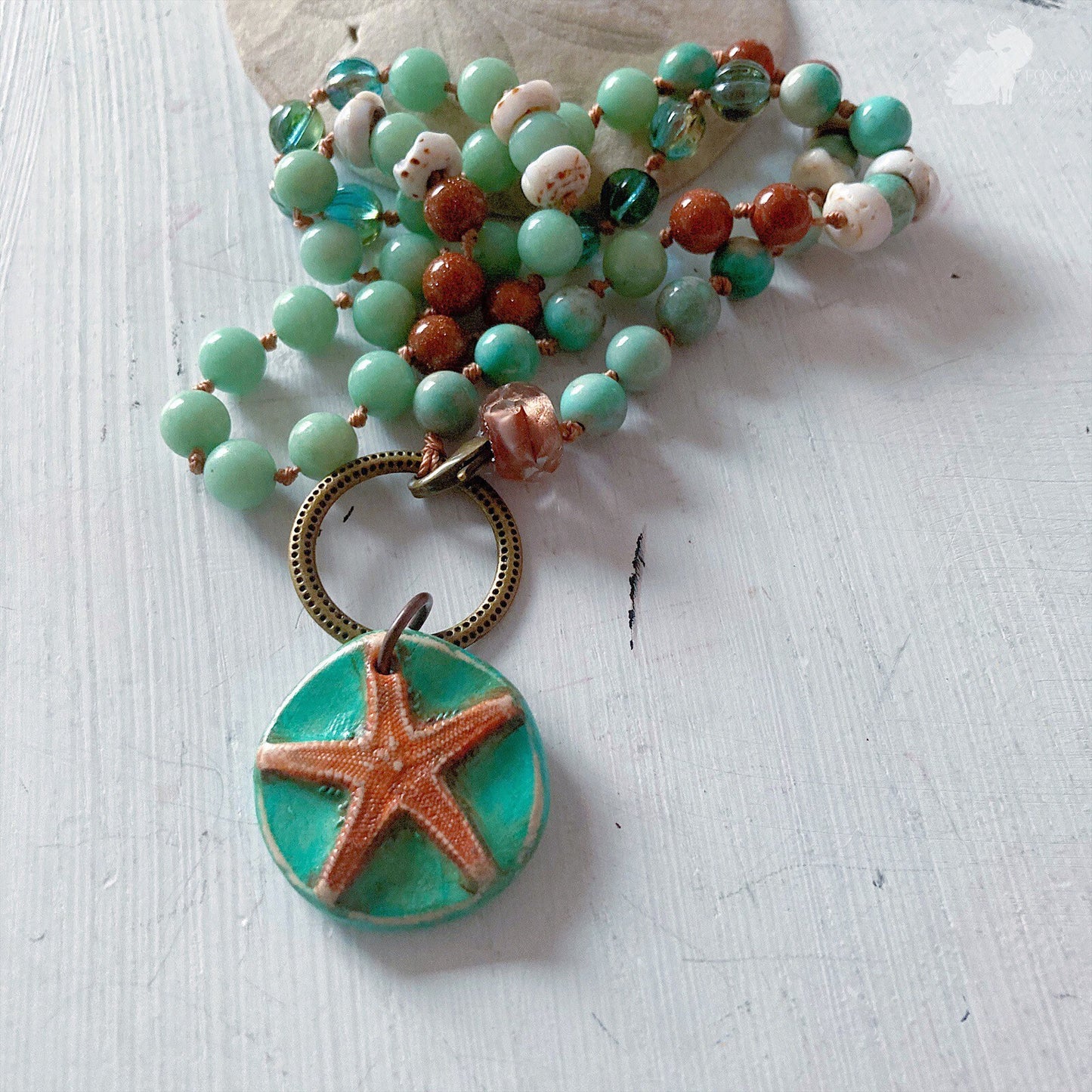 Women’s Starfish Rustic Boho Knotted Necklace