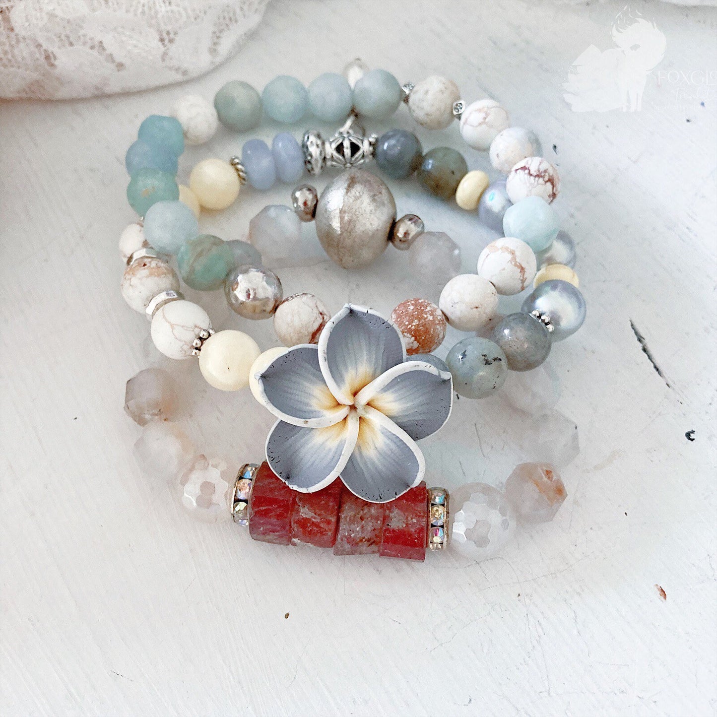 Plumeria Boho-Chic Stretch Bracelet