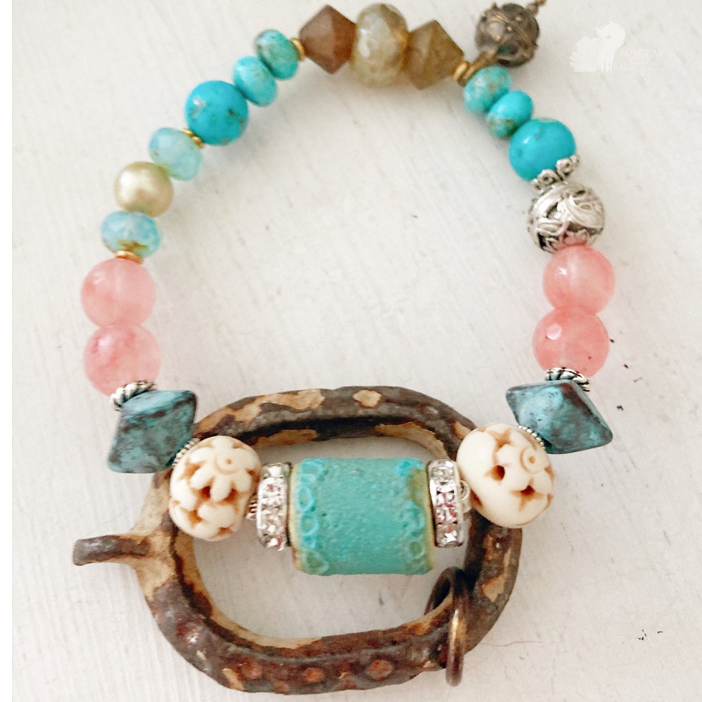 Bracelet extensible Boho désert turquoise pour femme