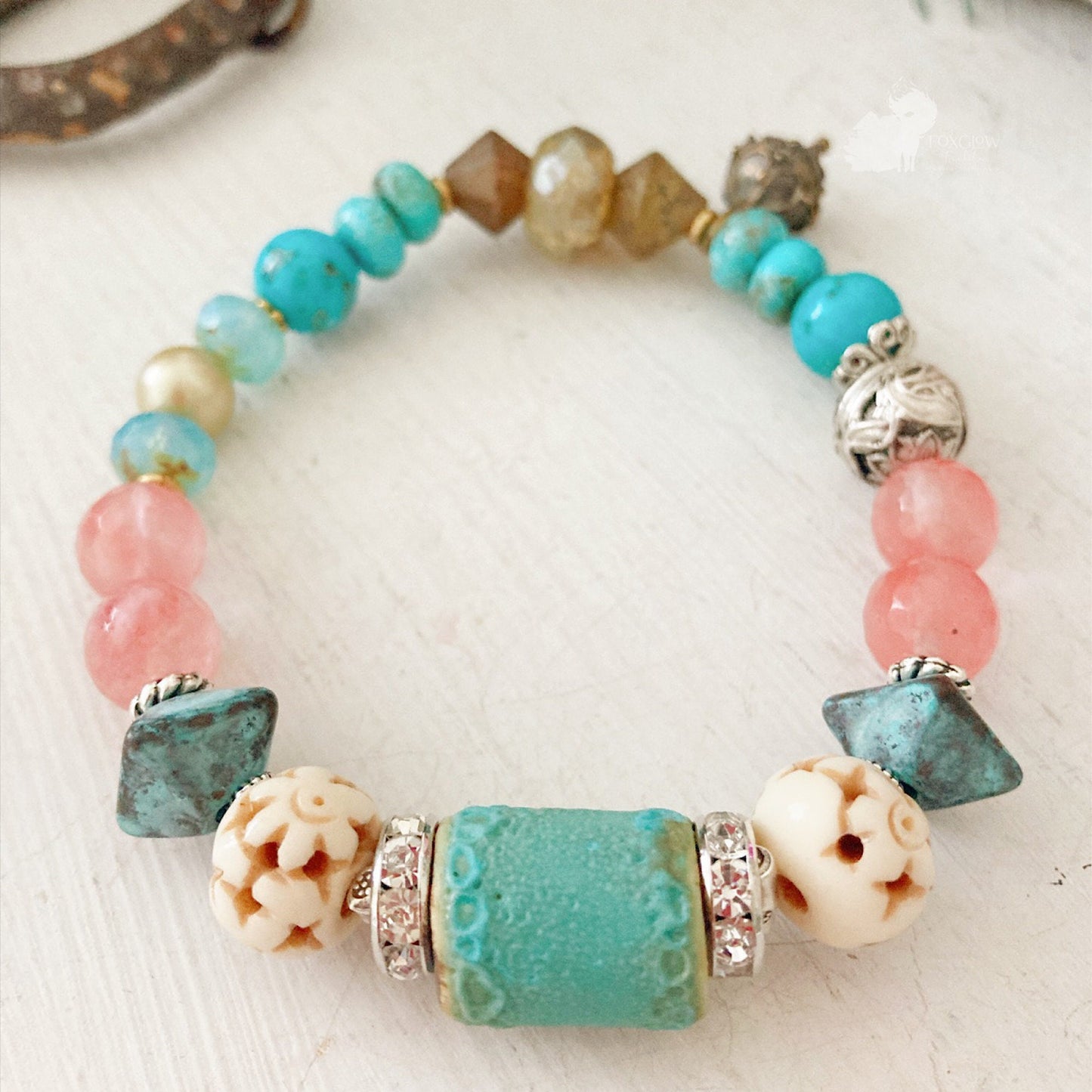 Bracelet extensible Boho désert turquoise pour femme