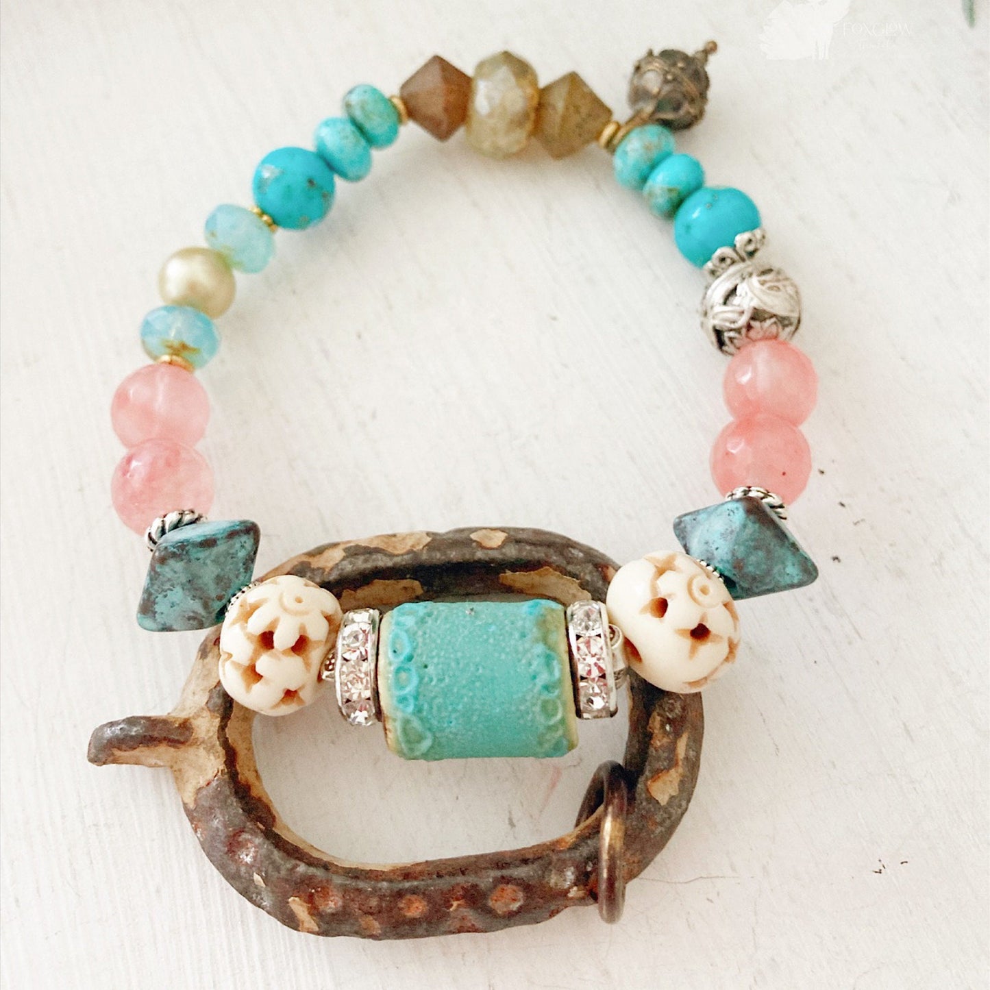 Bracelet extensible Boho désert turquoise pour femme