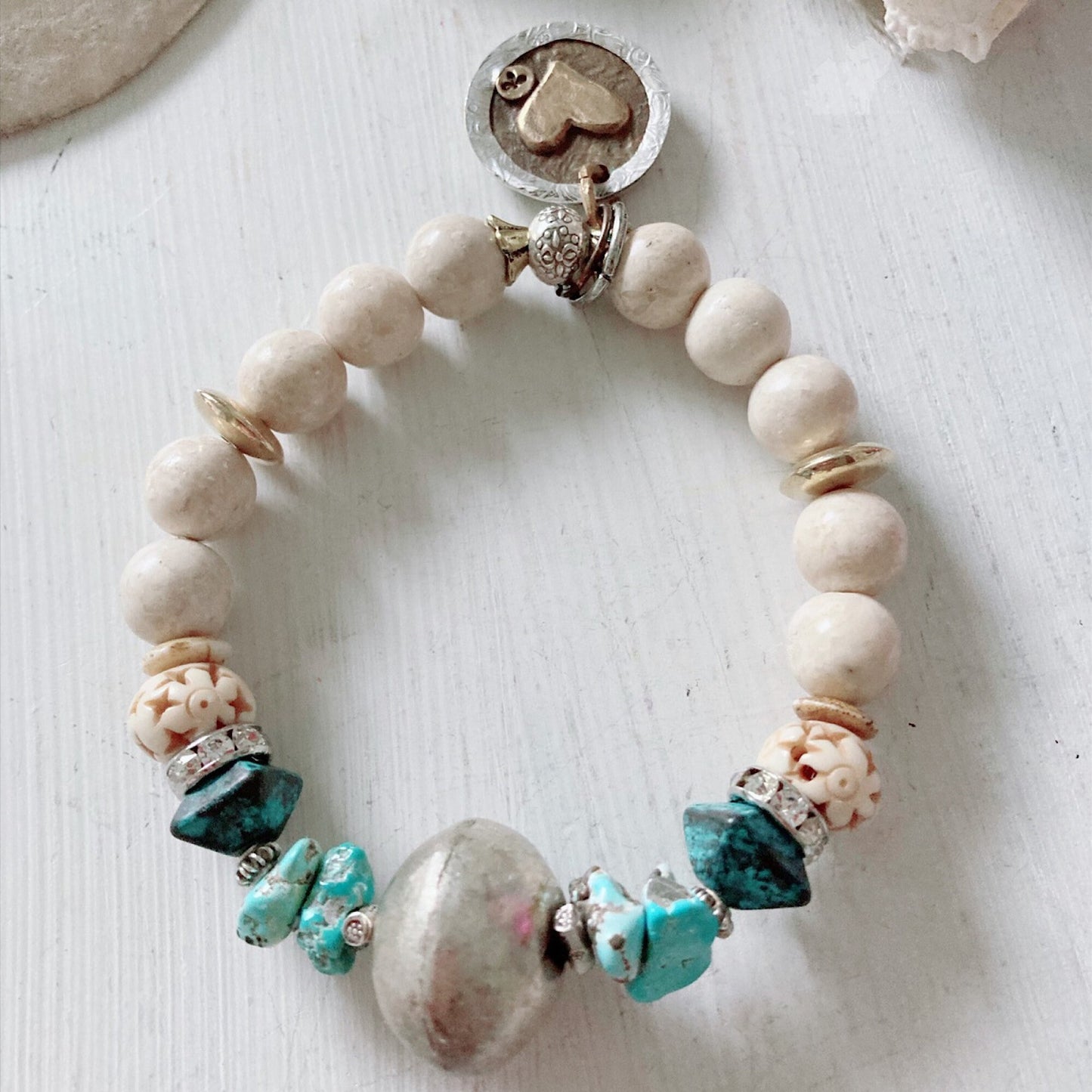 Bracelet extensible Boho désert turquoise pour femme