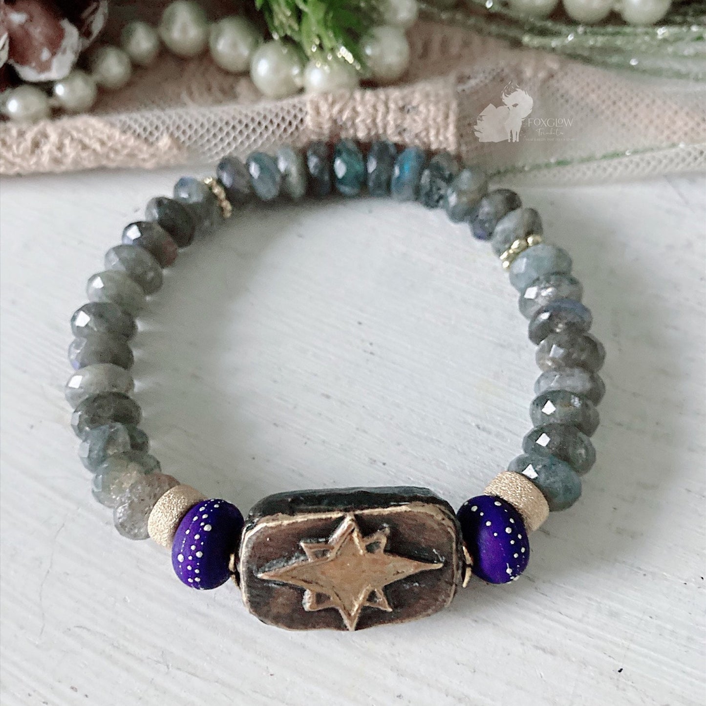 Pulsera elástica celeste de la estrella del norte para mujer