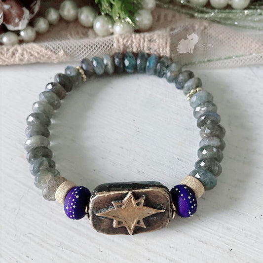 Pulsera elástica celeste de la estrella del norte para mujer