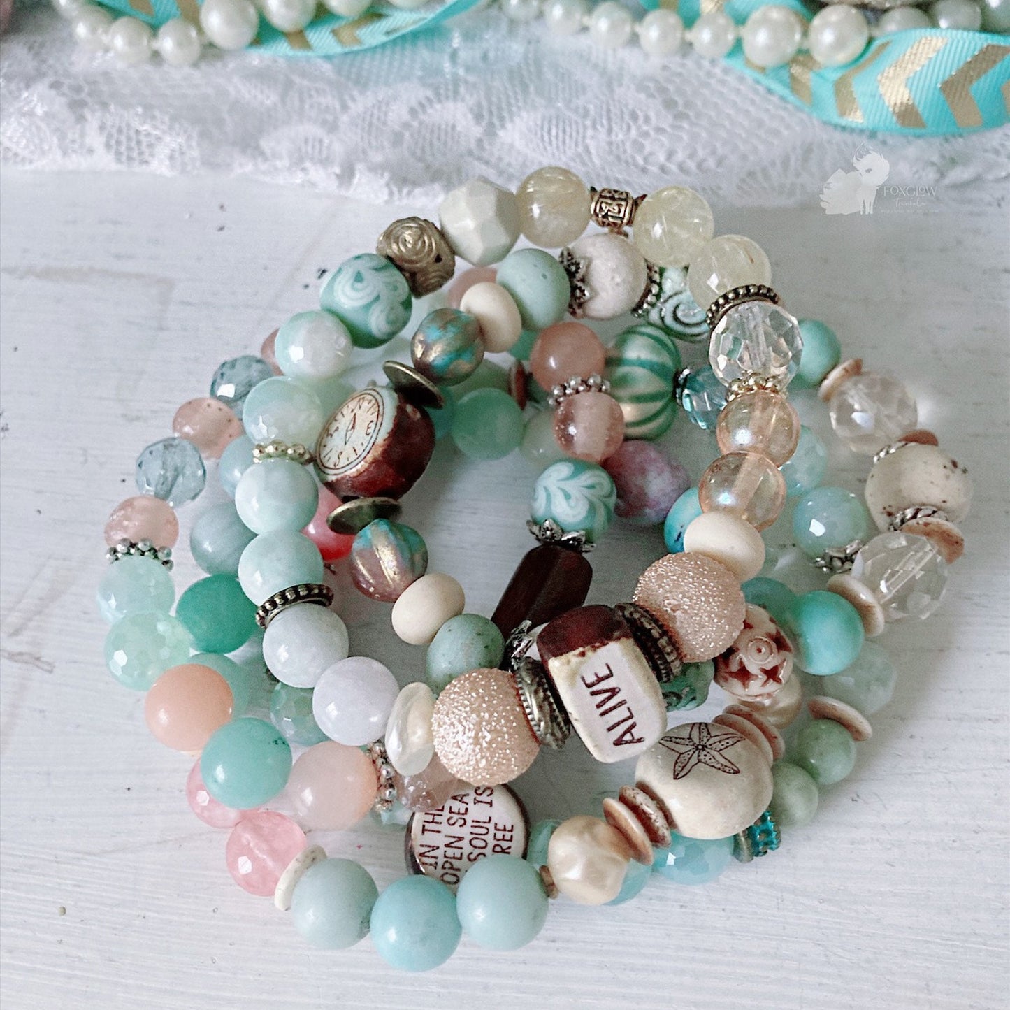 Women’s Seafoam Pastel BohoGlam Stretch Bracelet