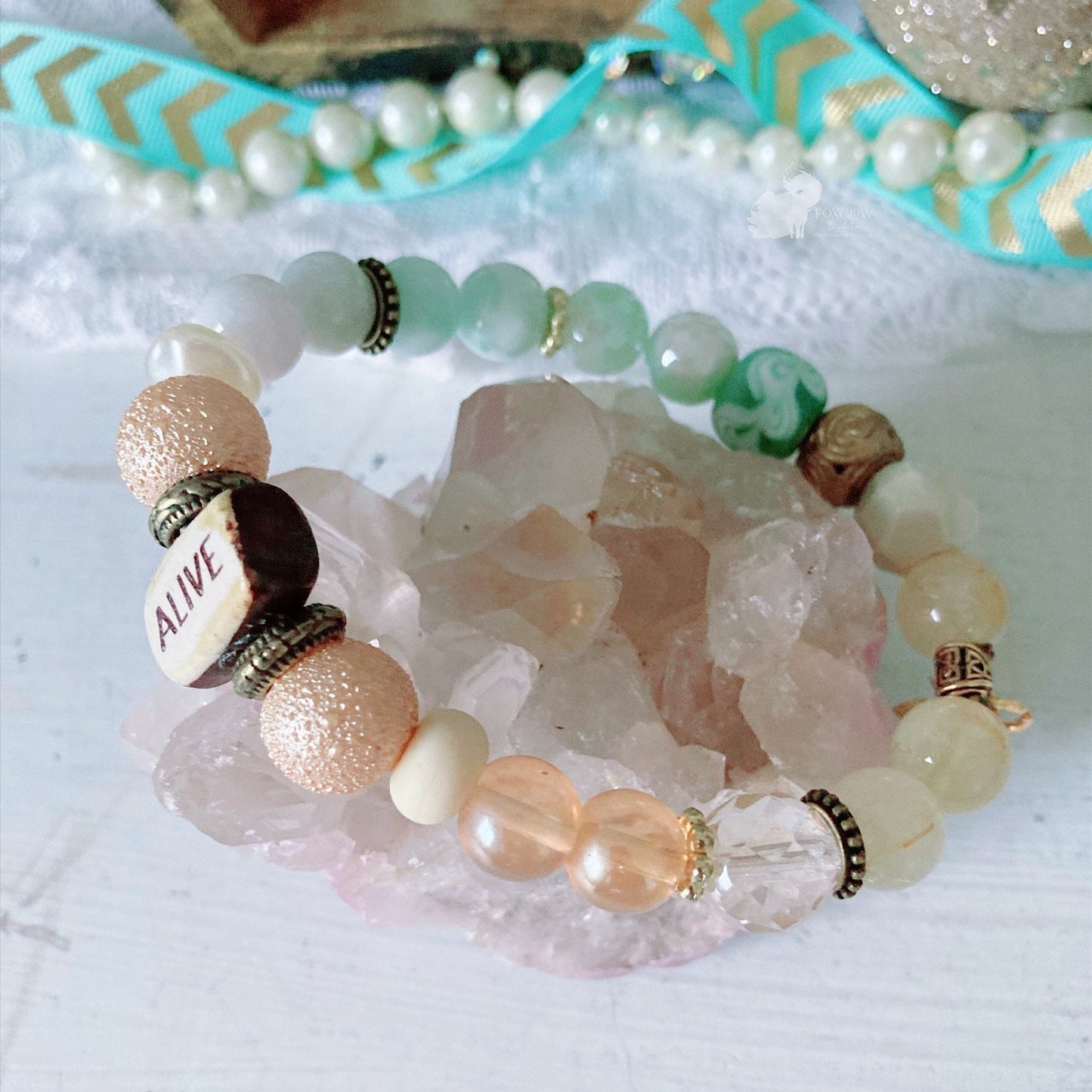 Pulsera elástica Seafoam Pastel BohoGlam para mujer