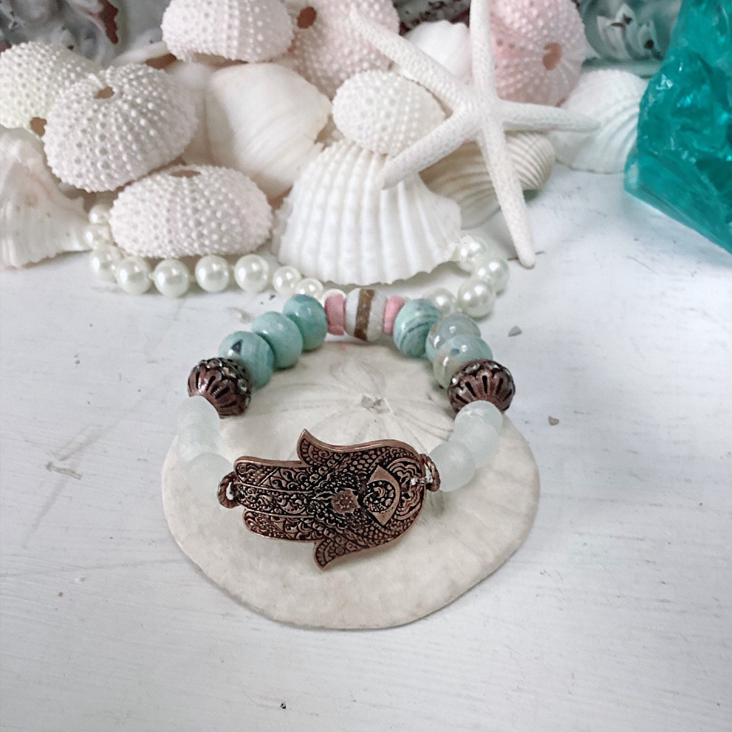 Pulsera elástica Hamsa Surfer para mujer