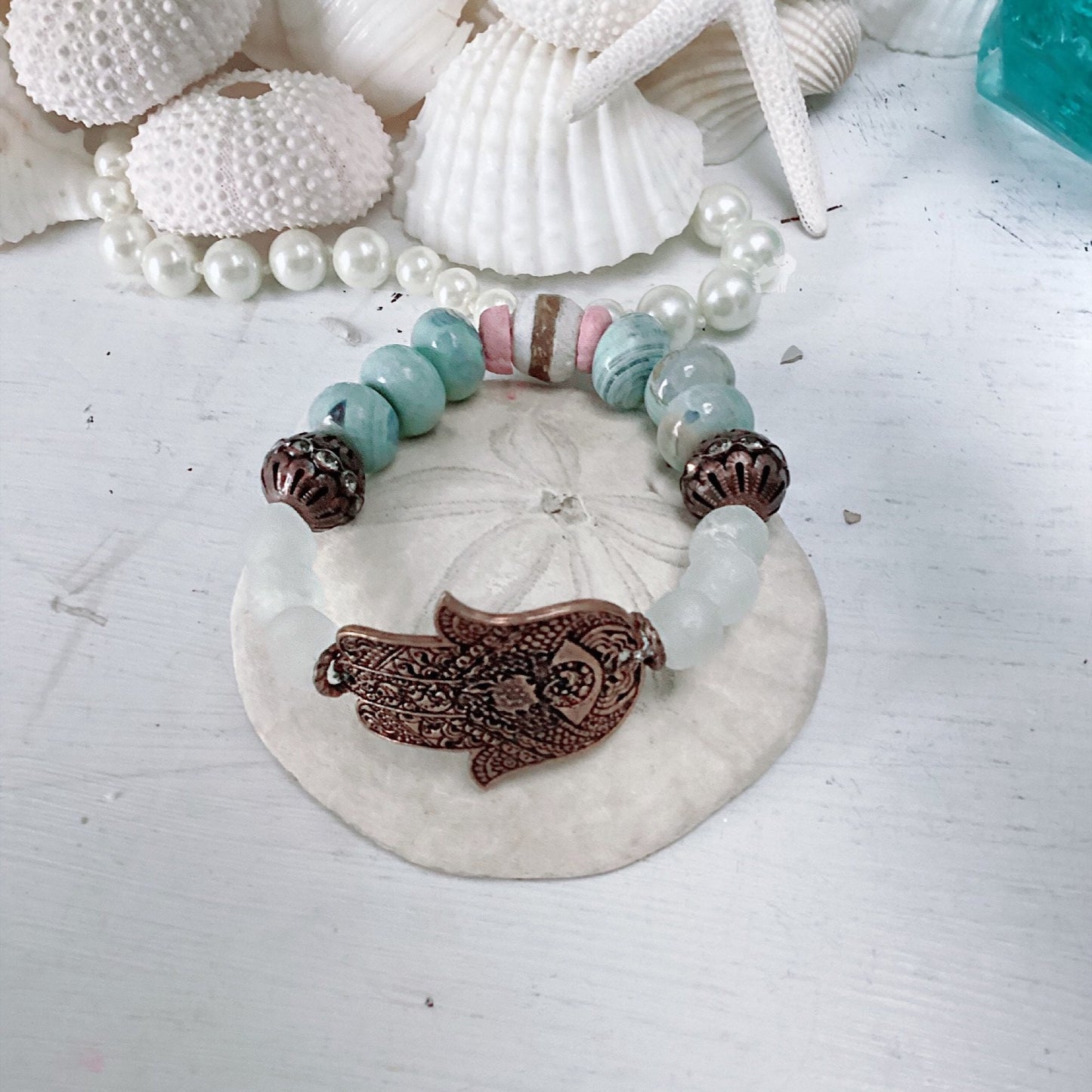 Pulsera elástica Hamsa Surfer para mujer