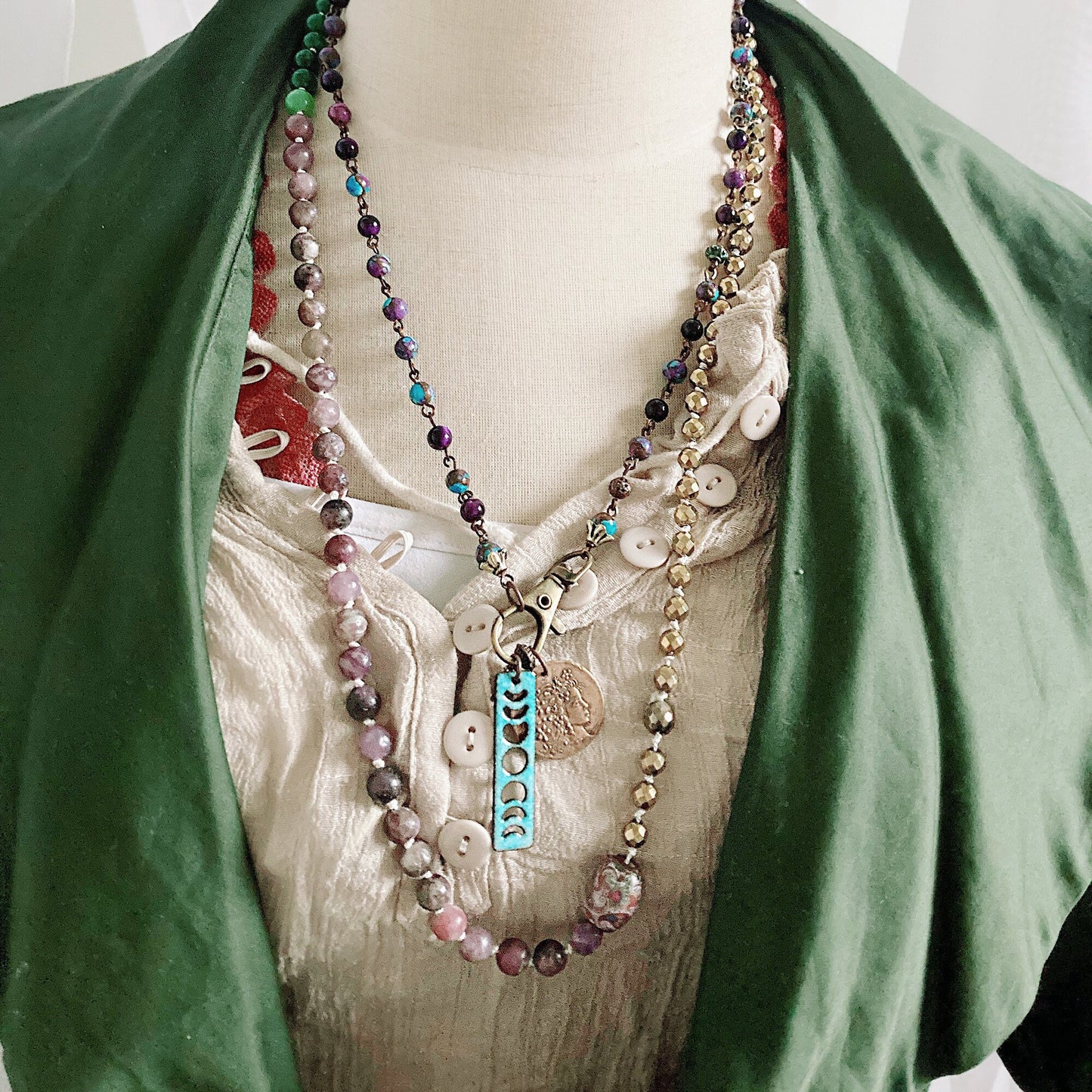 Women’s Changeable Mardi Gras BohoGlam Knotted Necklace