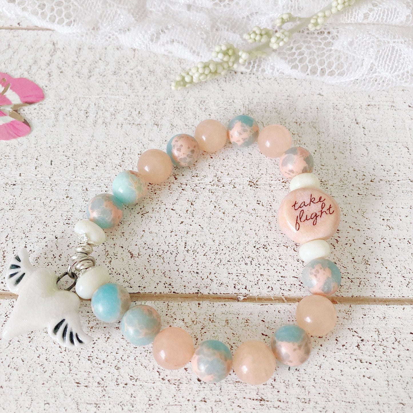 Pulsera elástica de mujer Boho-Chic Pastel Shabby