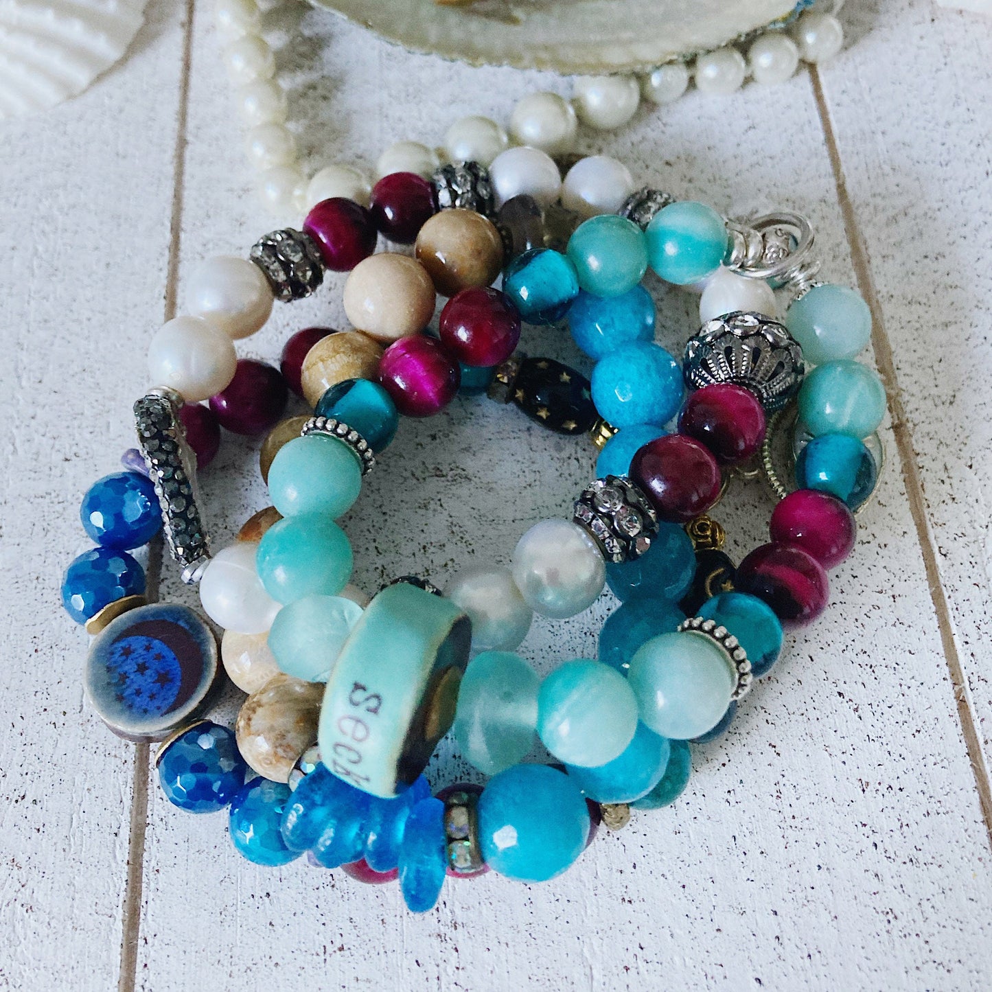 Pulsera elástica Beach Boho Surfer para mujer